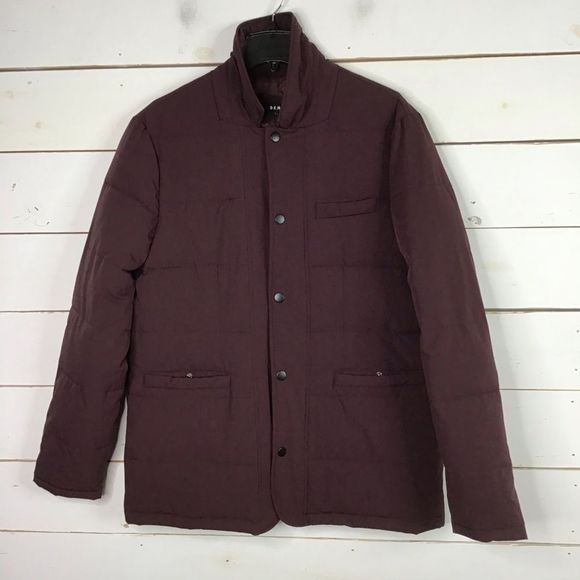 New DKNY Puffer Tech Jacket Dark Oxblood Red
